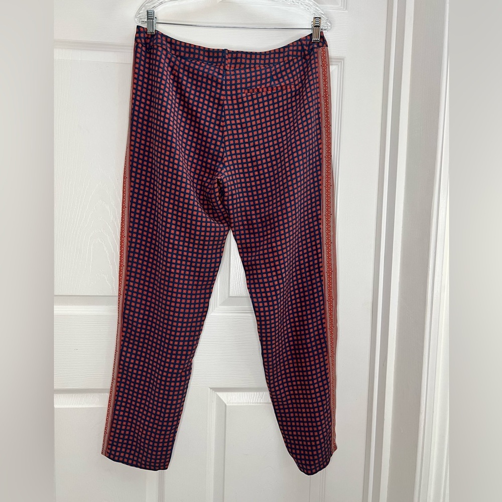 NWT Joie Olaya 100% Silk Printed Trousers Pants Mallard Blue Size 6 - Picture 4 of 12